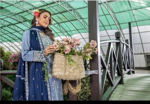 Esha Aisha Luxurious-Embroidered Lawn Vol-02, 2024. 3-Pc *Unstitched - Image 2