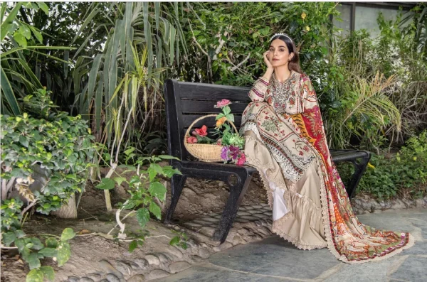 Esha Aisha Luxurious-Embroidered Lawn Vol-02, 2024. 3-Pc *Unstitched - Image 2