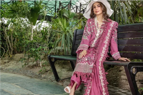 Esha Aisha Luxurious-Embroidered Lawn Vol-02, 2024. 3-Pc *Unstitched - Image 2