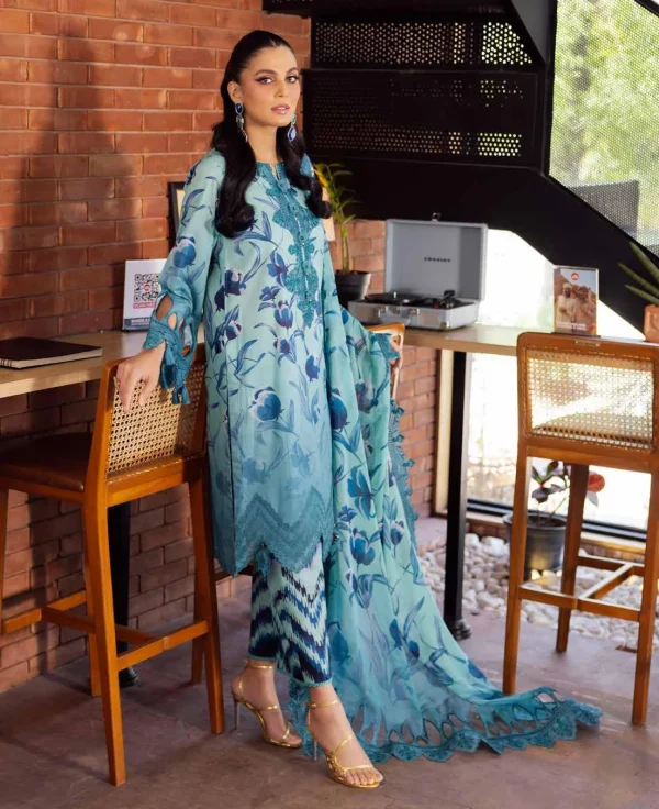 NUREH GIRL GLAM - Unstitched Printed Chikankari Lawn Summer Collection - Image 3