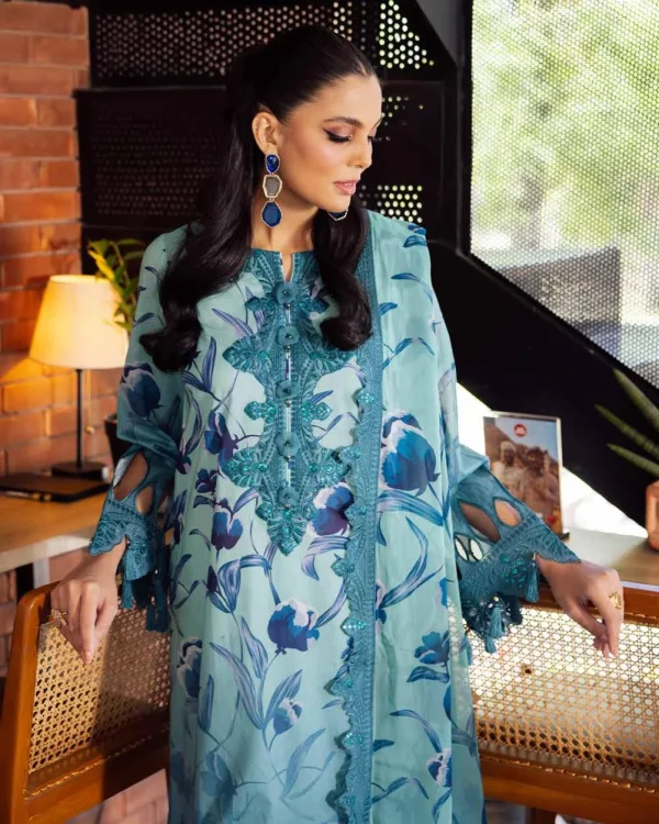 NUREH GIRL GLAM - Unstitched Printed Chikankari Lawn Summer Collection - Image 4